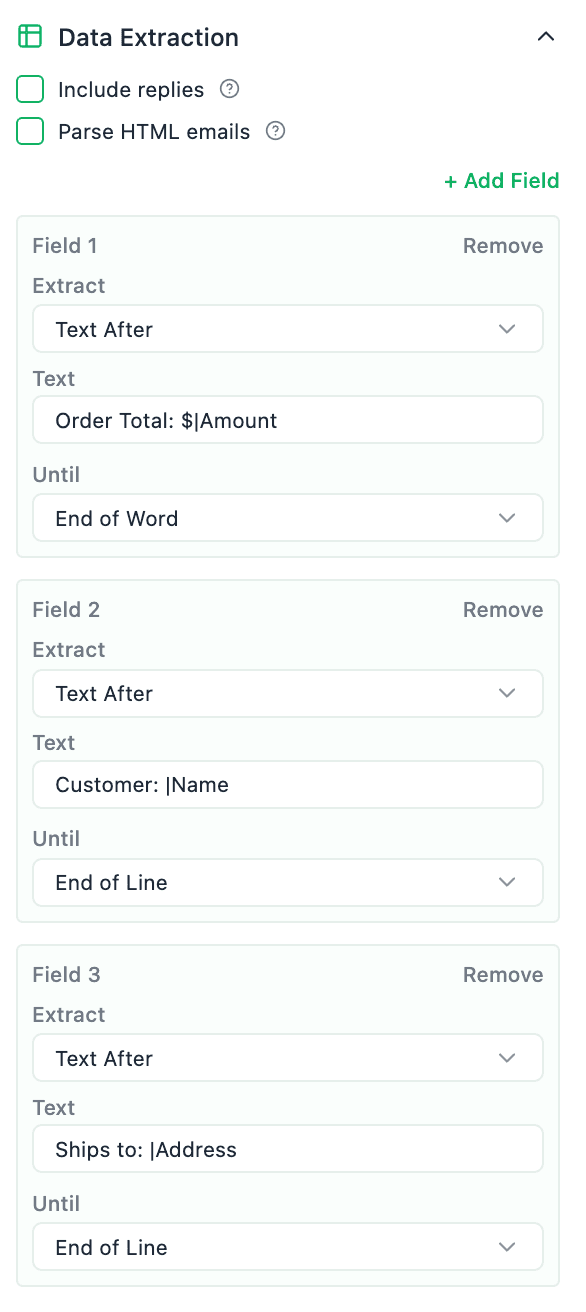 Xtractor multiple context fields
